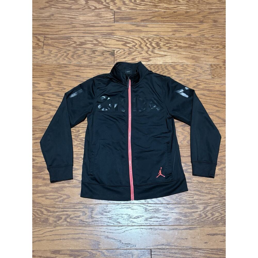 Nike Air Jordan Black & Red Youth Boys Girls Full Zip Track Jacket - Size Large